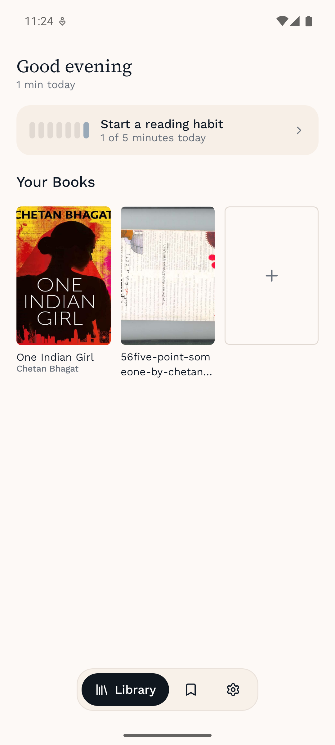 The Quire library with book covers and a daily reading habit strip.